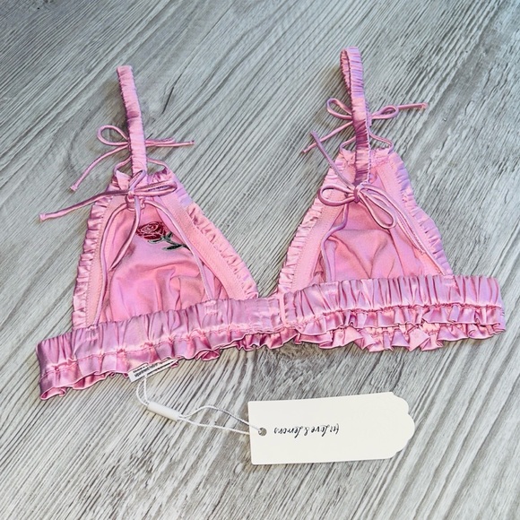 🎀 For Love & Lemons Silky Pink Coquette Set Victoria Secret XS NWT - Picture 9 of 17
